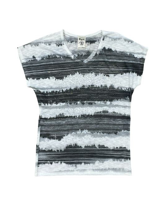 Top Ss By Vocal In Grey & White, Size:L