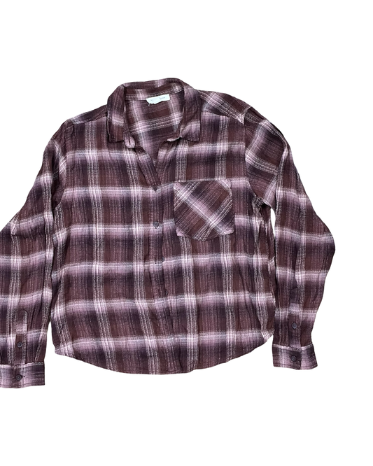 Blouse Ls By Beachlunchlounge In Maroon, Size:M