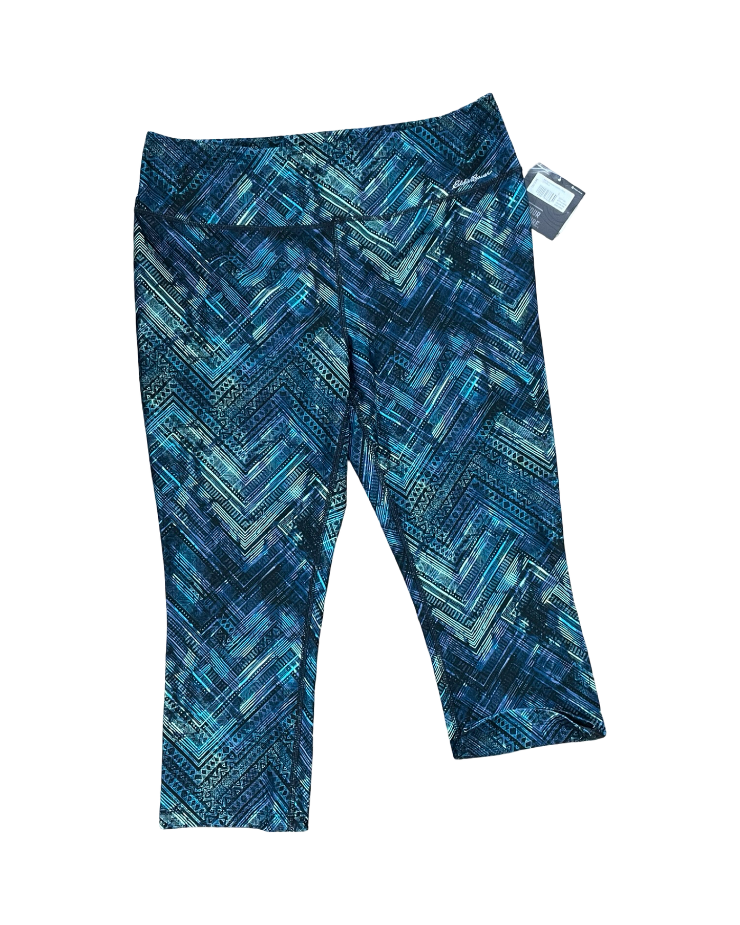 Athletic Leggings By Eddie Bauer In Black & Blue, Size:L