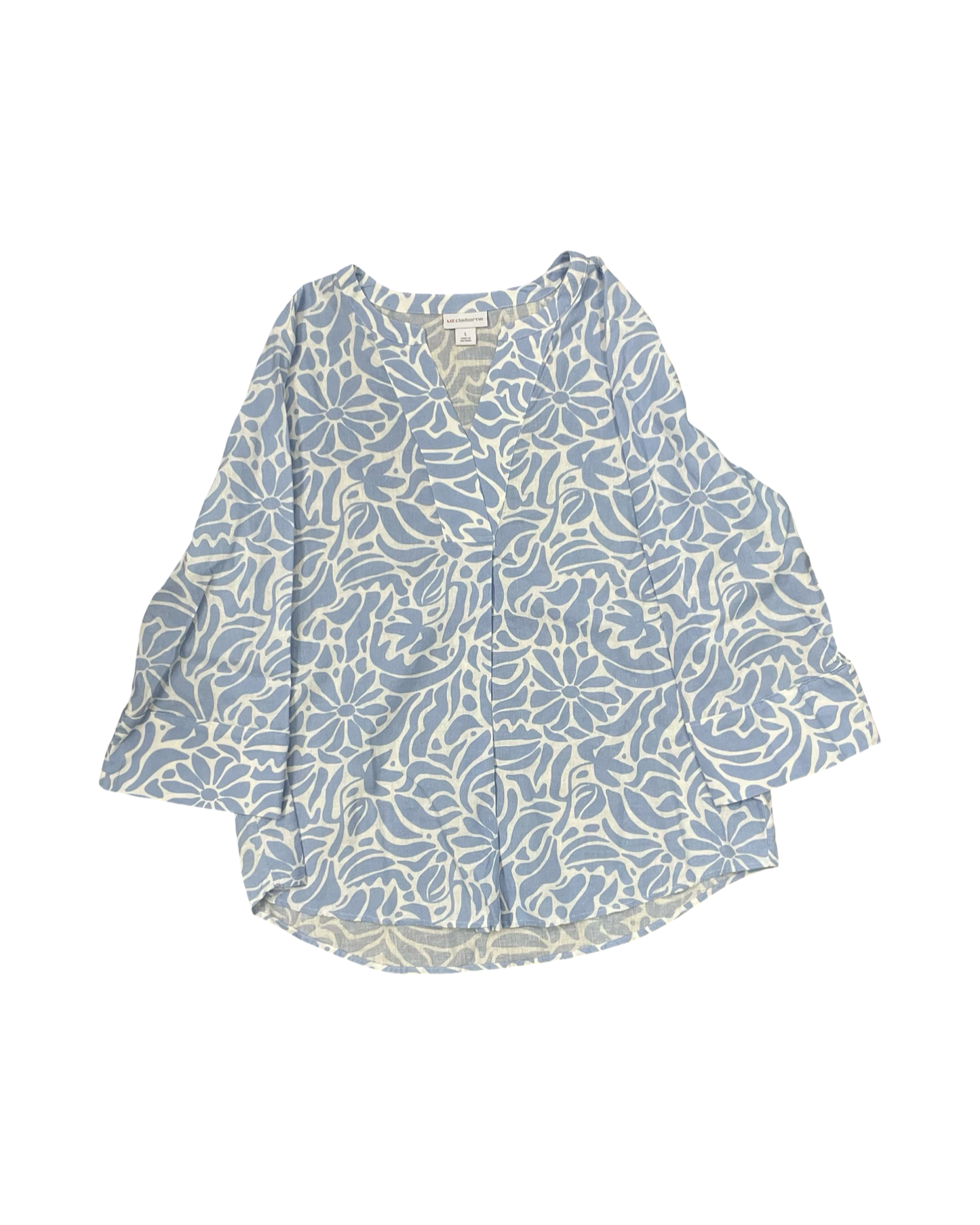 Top 3/4 Sleeve By Liz Claiborne In Blue, Size:L