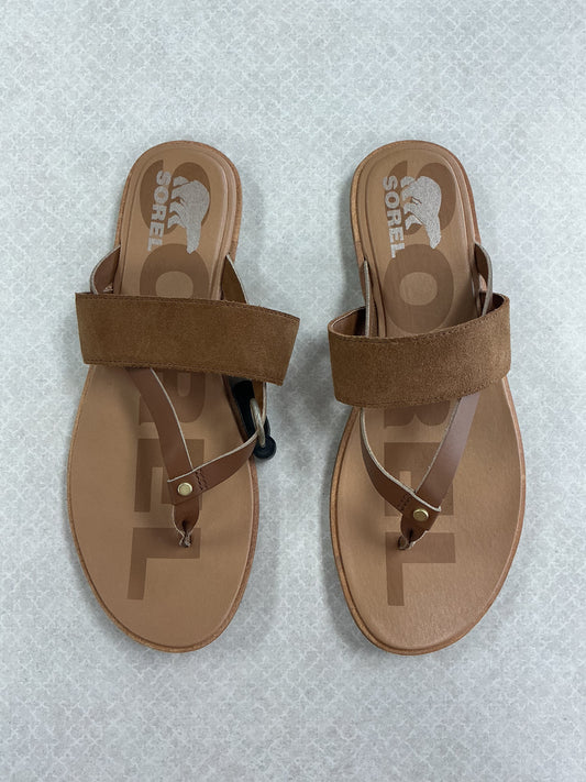 Sandals Flip Flops By Sorel In Tan, Size:10