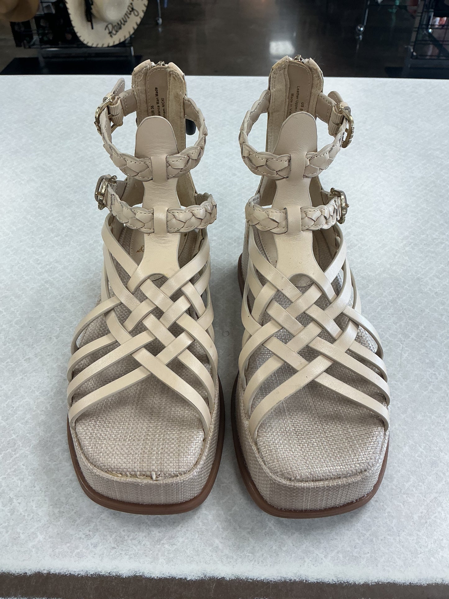 Sandals Heels Platform By Sam Edelman In Tan, Size:6