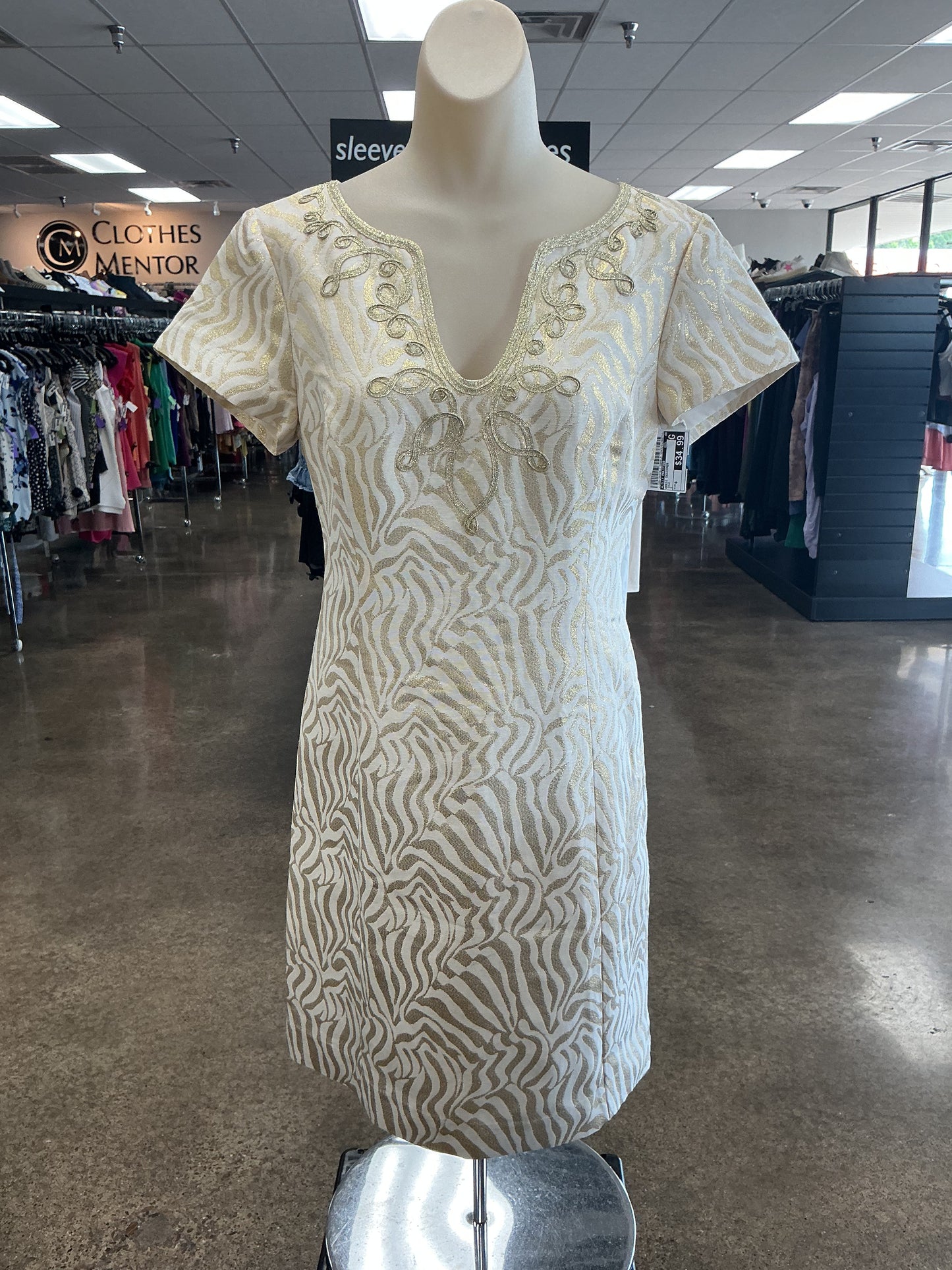 Dress Designer By Lilly Pulitzer In Gold, Size:6