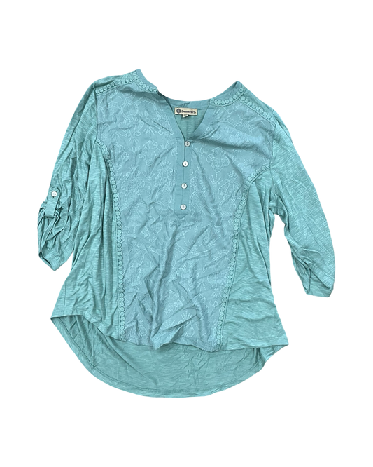 Top 3/4 Sleeve By Democracy In Green, Size:Xl