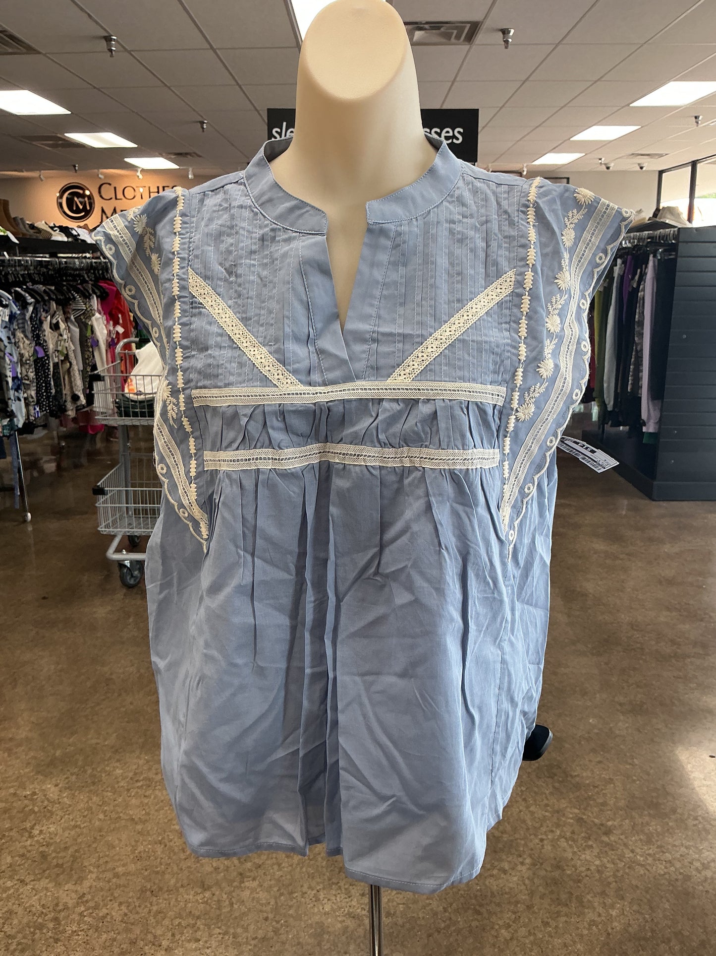 Top Ss By Fate In Blue & Cream, Size:S