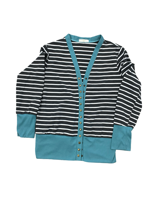 Cardigan By Clothes Mentor In Grey & White, Size:Xl