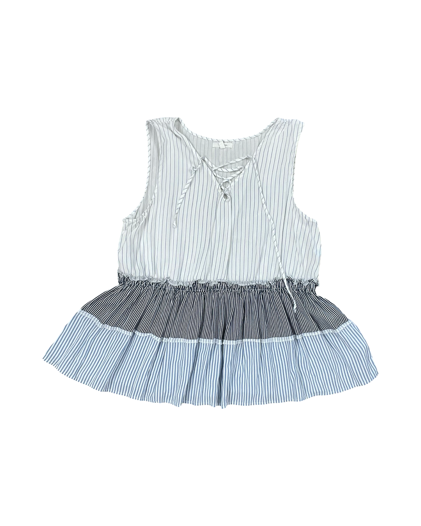 Top Sleeveless By Maurices In Blue & White, Size:1