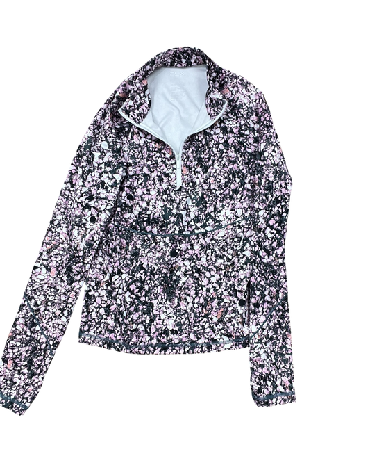 Athletic Top Ls Collar By Flx In Black & Pink, Size:L