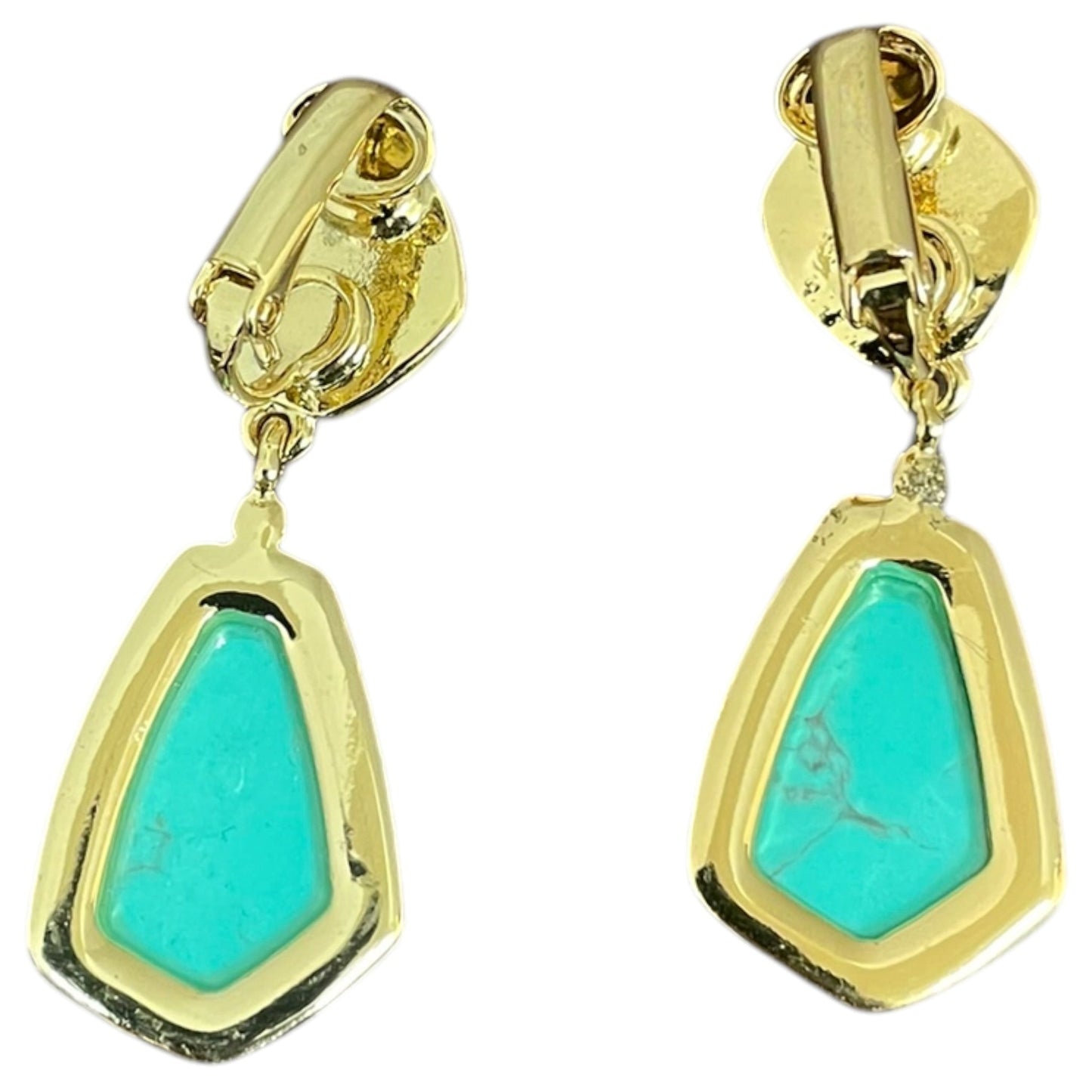 Earrings Clip By Clothes Mentor In Blue & Gold