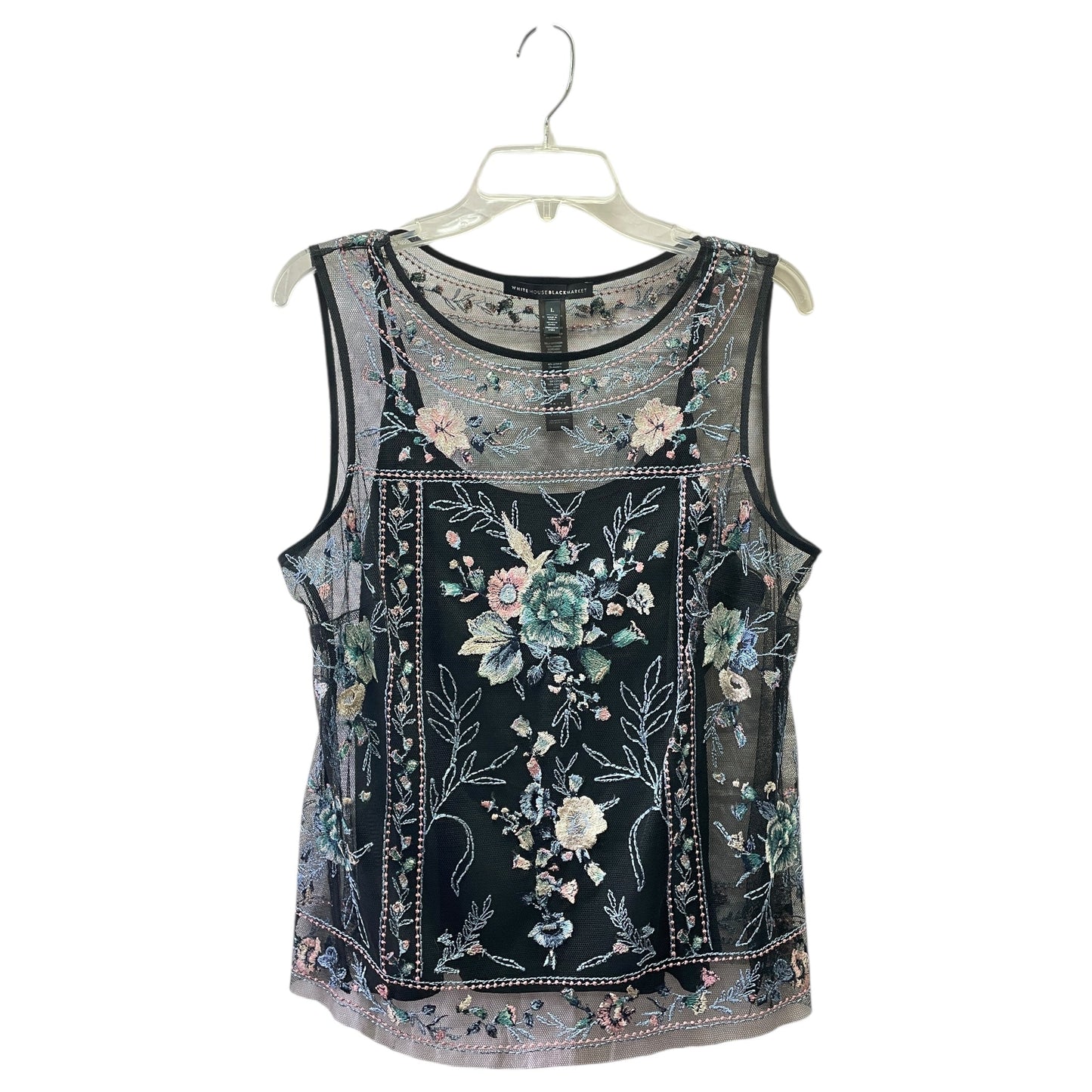 Top Sleeveless By White House Black Market In Black & Pink, Size:L