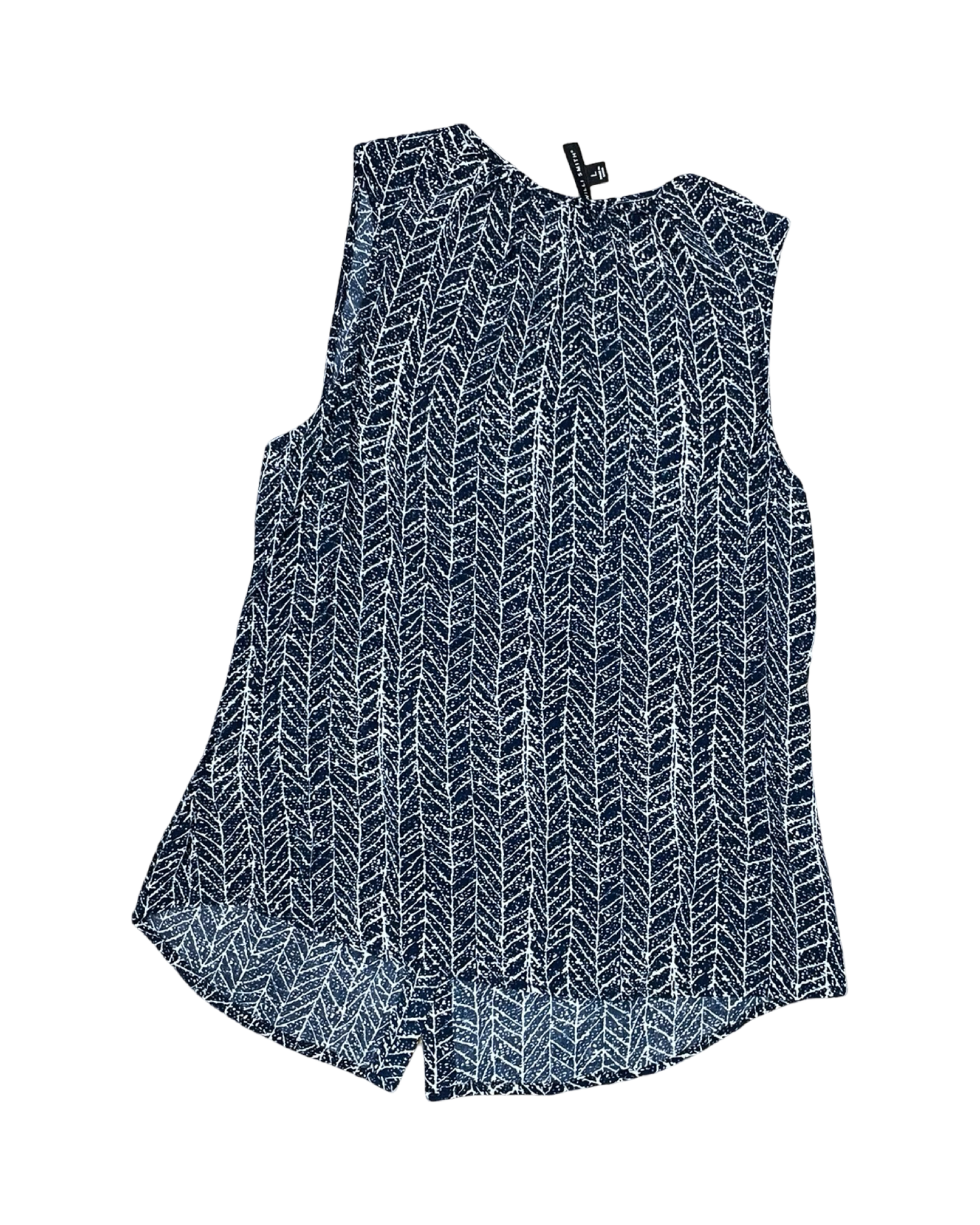 Top Sleeveless By Willi Smith In Blue & Cream, Size:L