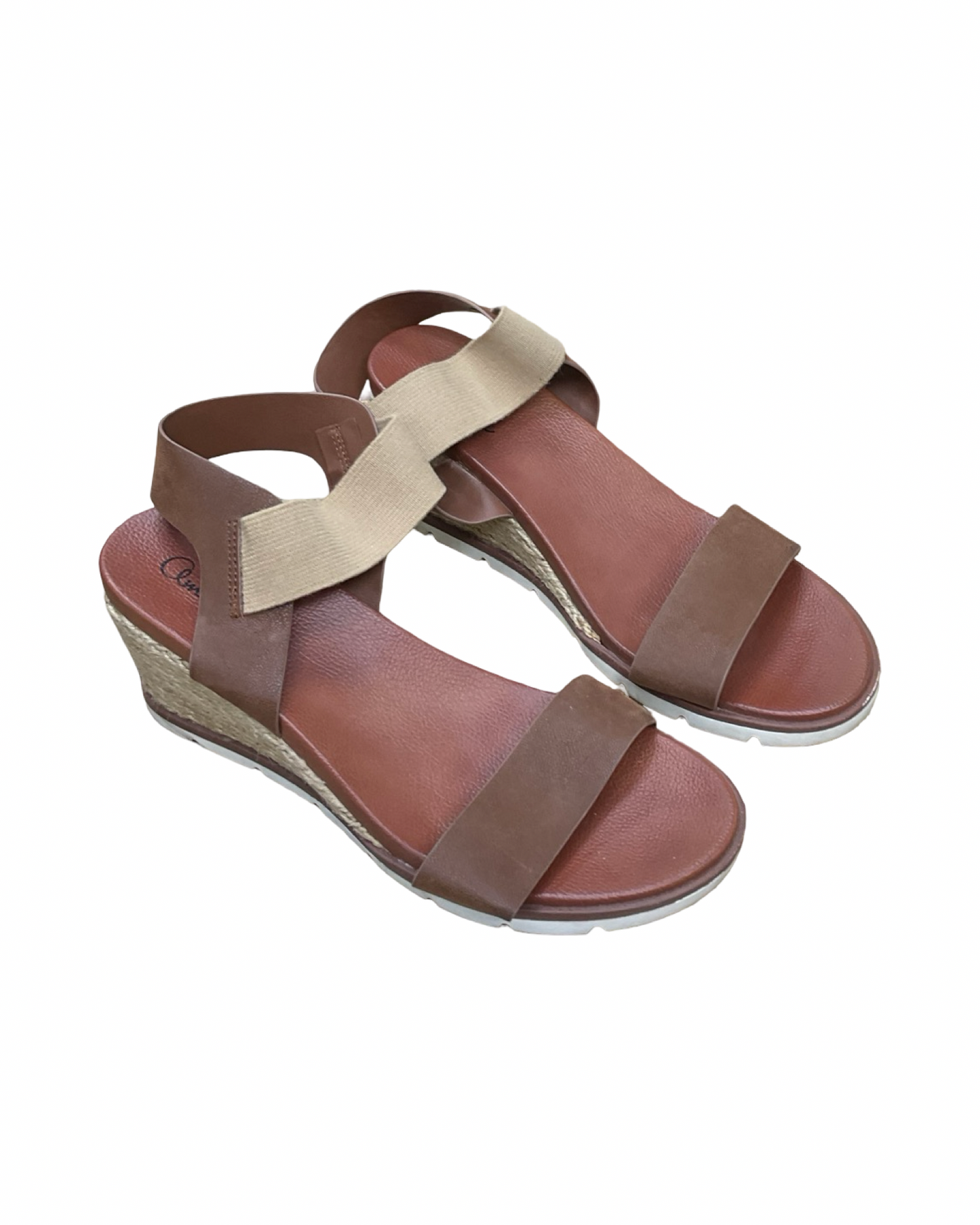 Sandals Heels Wedge By Amore In Brown, Size:8.5