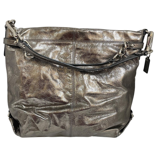 Handbag Designer By Coach In Silver, Size:Large