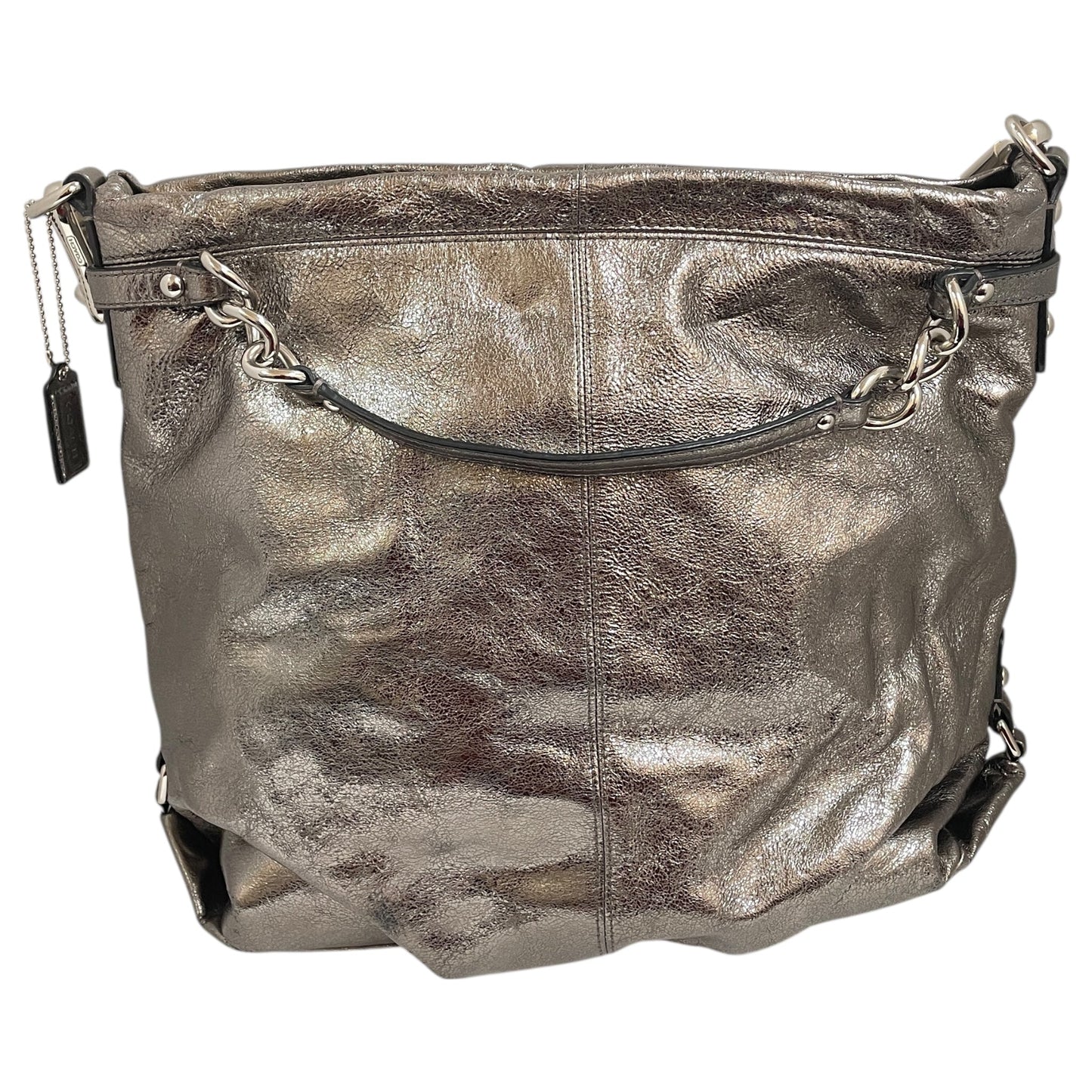 Handbag Designer By Coach In Silver, Size:Large