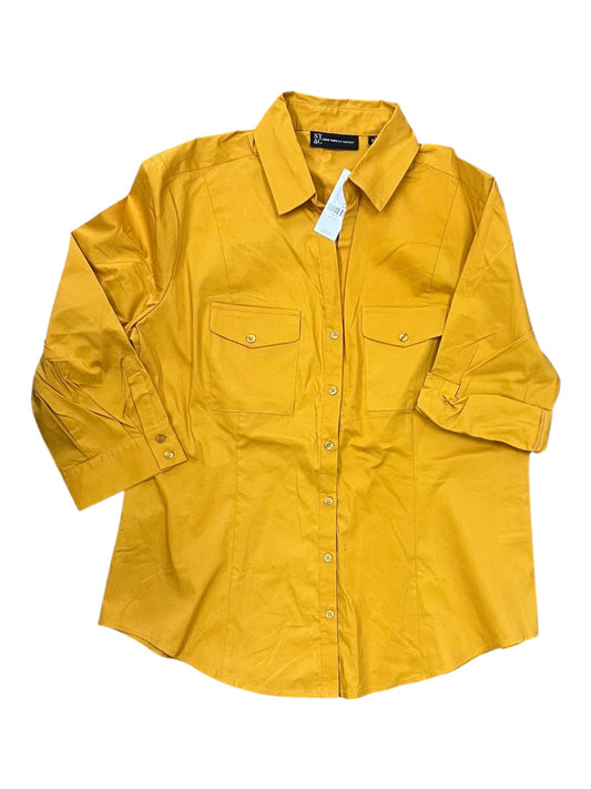 Blouse 3/4 Sleeve By New York And Co In Yellow, Size:L