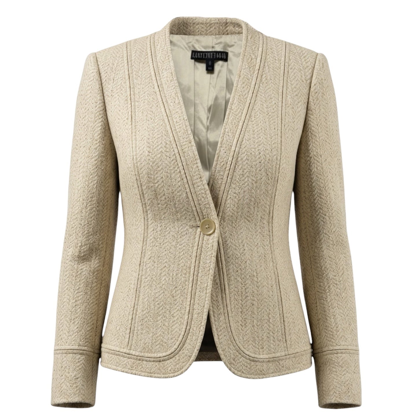 Textured One Button Blazer Designer By Lafayette 148 In Cream, Size: 8