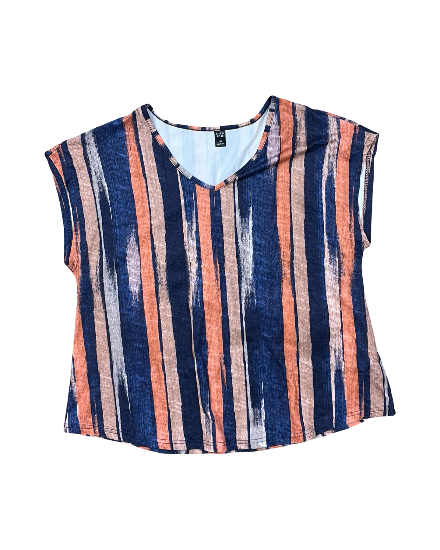 Top Ss By Emery Rose In Blue & Orange, Size:1X
