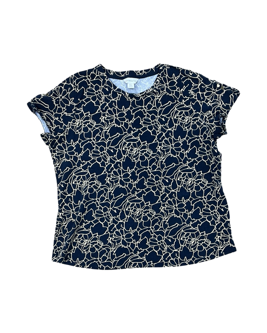 Top Ss By Liz Claiborne In Blue & Cream, Size:1X