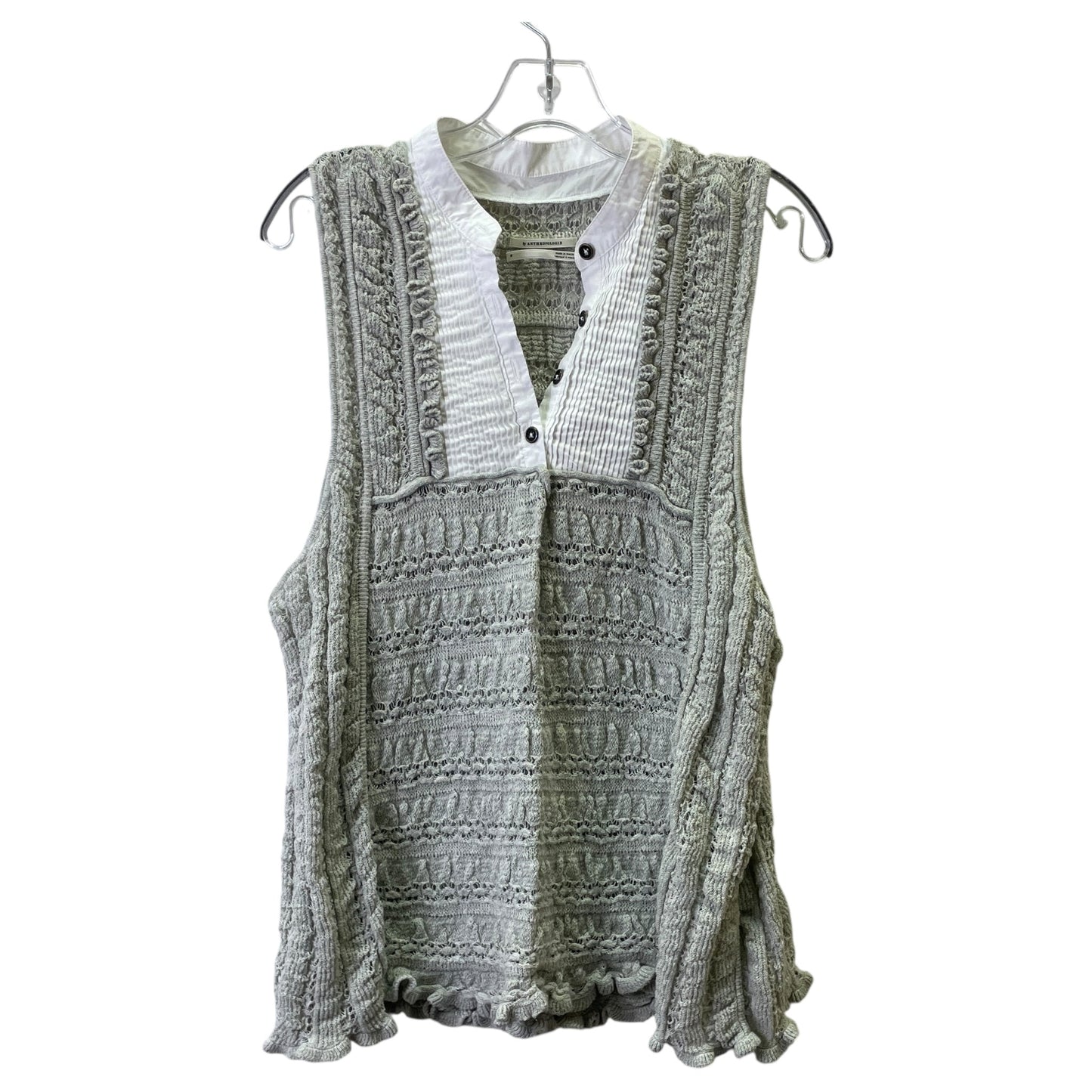 Top Sleeveless By Anthropologie In Grey & White, Size:3X