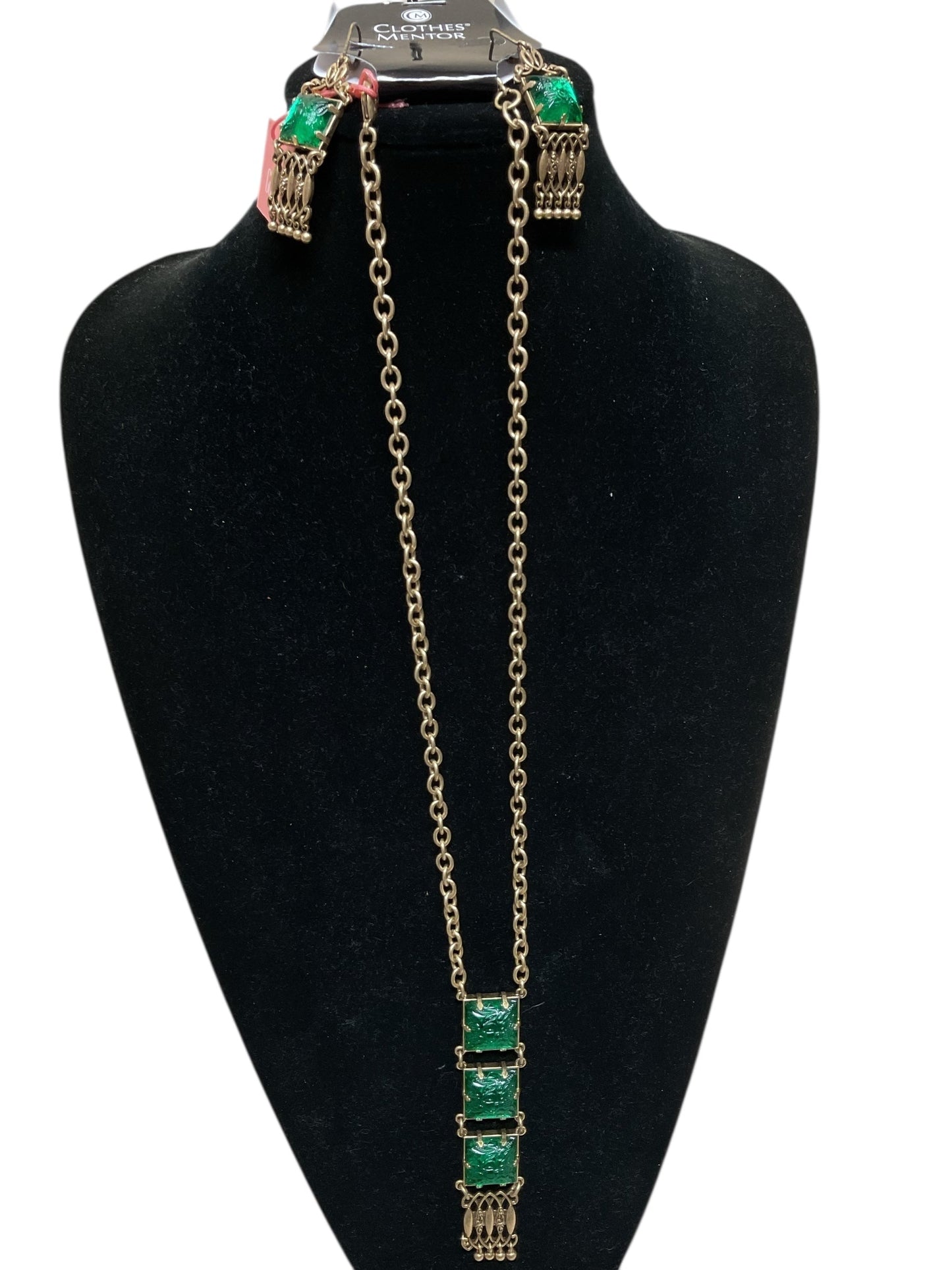 Necklace Set By Cabi In Gold & Green, Size:02 Piece Set