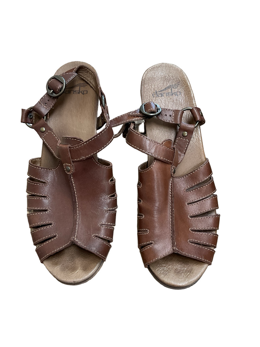 Sandals Heels Block By Dansko In Brown, Size:9.5
