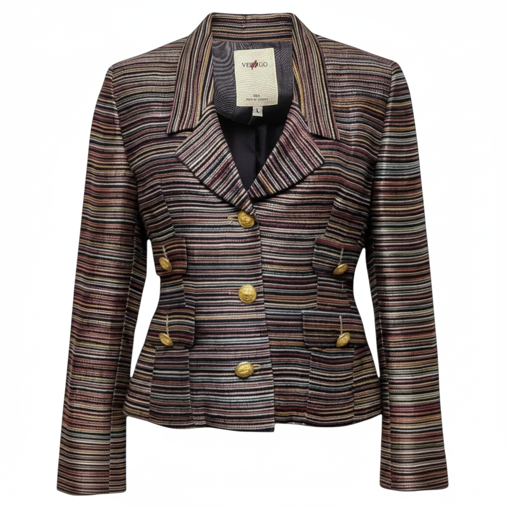 Blazer By Vertigo In Striped Pattern, Size: L