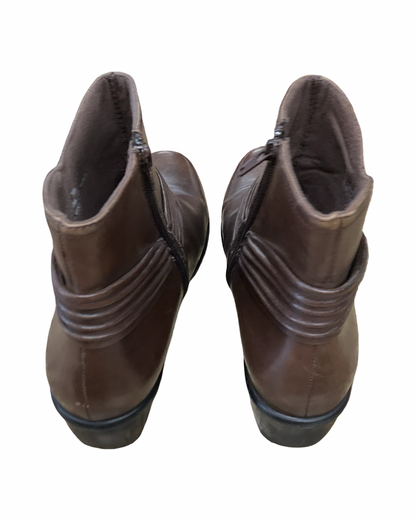 Boots Ankle Heels By Clarks In Brown, Size:10