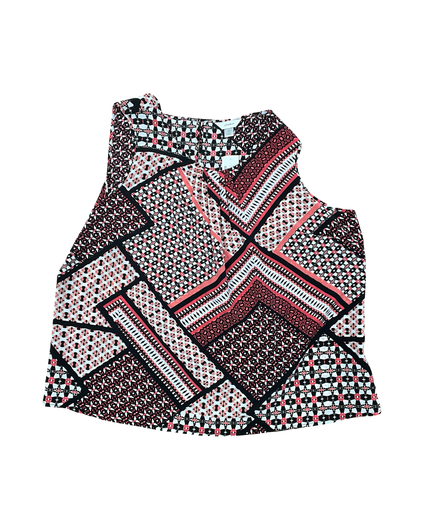 Top Sleeveless By Cj Banks In Pink & White, Size:3X