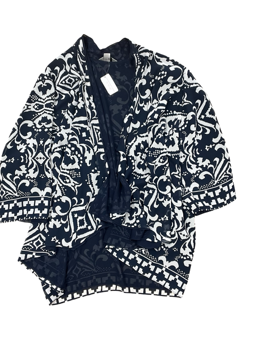 Cardigan By Cj Banks In Blue & White, Size:3X