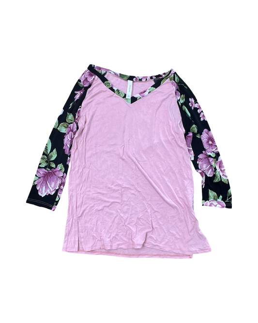 Top 3/4 Sleeve By Honeyme In Black & Pink, Size:S
