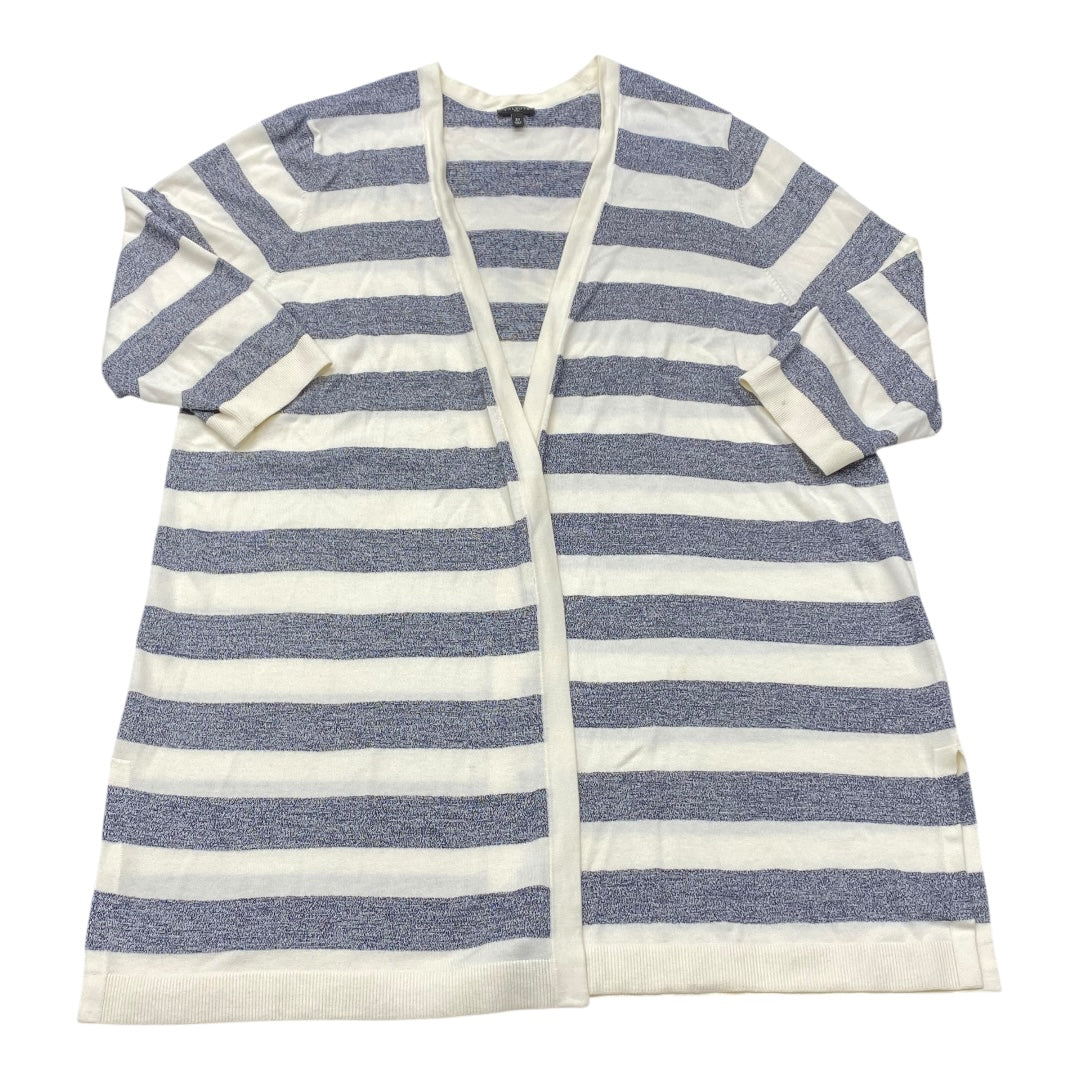 Sweater Cardigan By Talbots In Striped Pattern, Size:3X