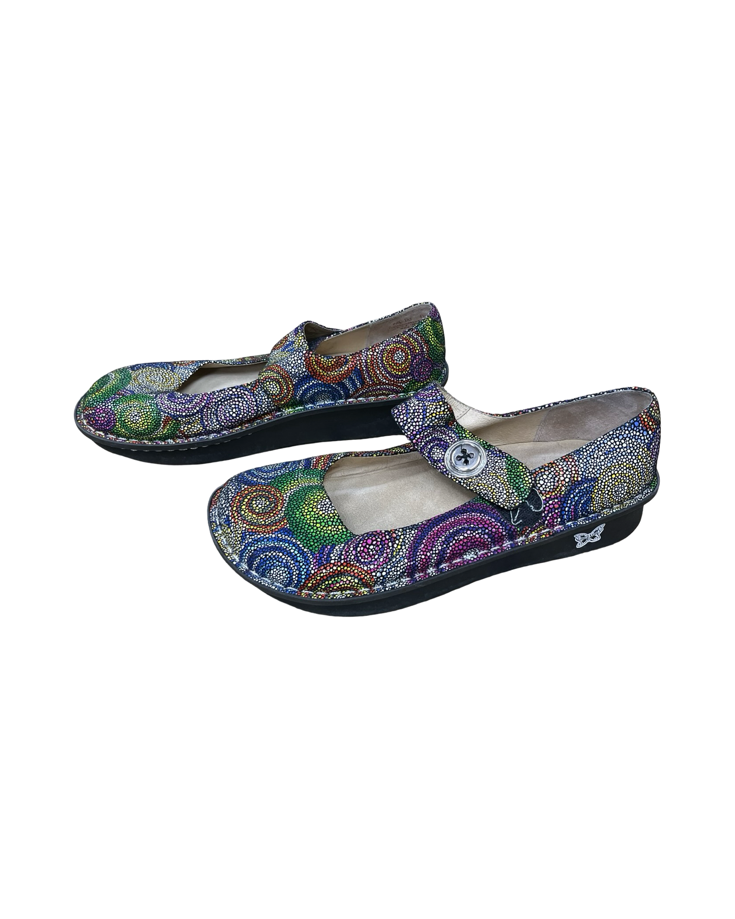 Shoes Heels Platform By Alegria In Rainbow Print, Size:11.5