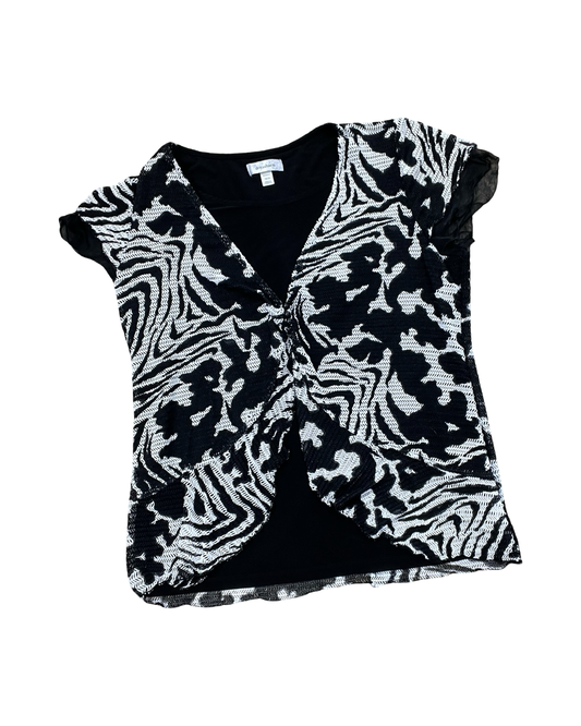 Top Ss By Dressbarn In Black & White, Size:1X