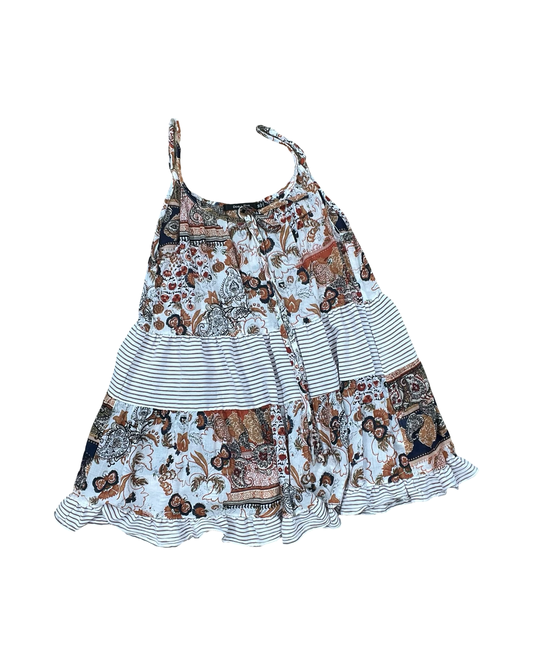 Top Sleeveless By Doe & Rae In Orange & White, Size:M