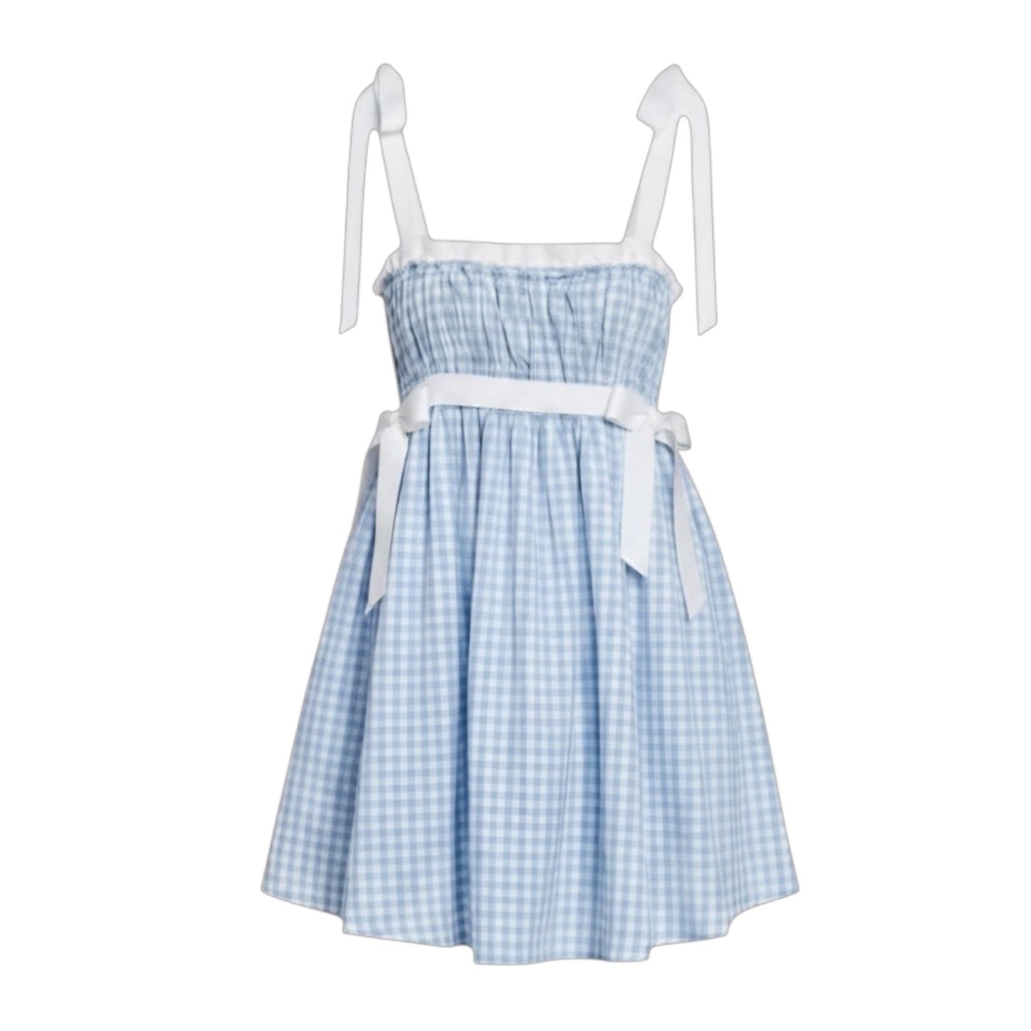 Georgie Gingham Babydoll Mini Dress By Kimichi Blue In Checkered Pattern, Size: L