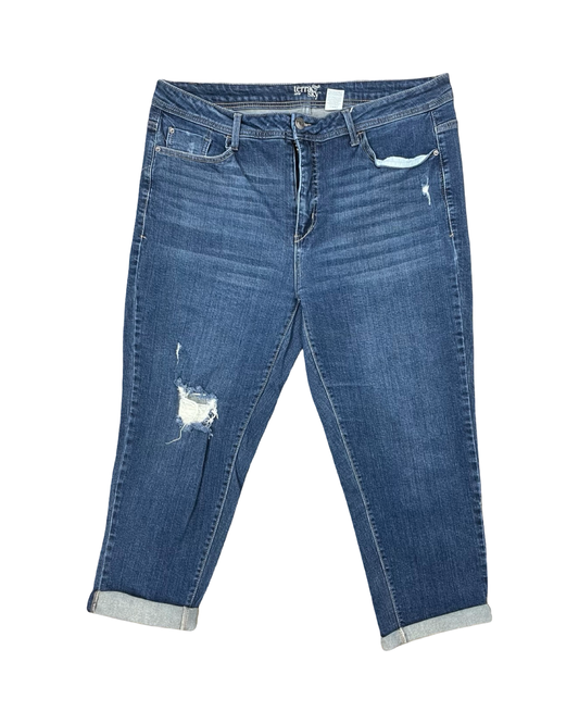 Jeans Cropped By Terra & Sky In Blue Denim, Size:16