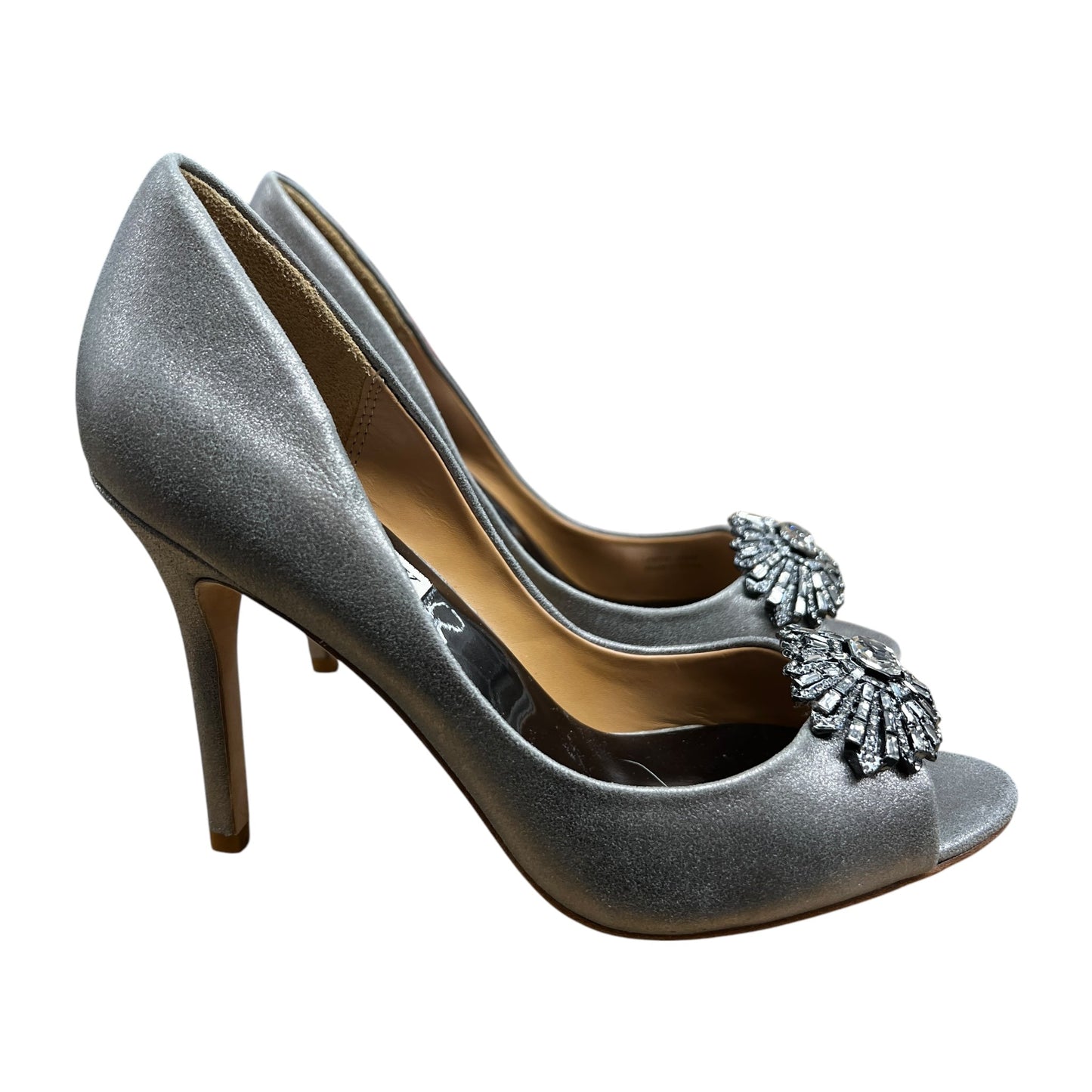 Shoes Heels Stiletto By Badgley Mischka In Silver, Size:6