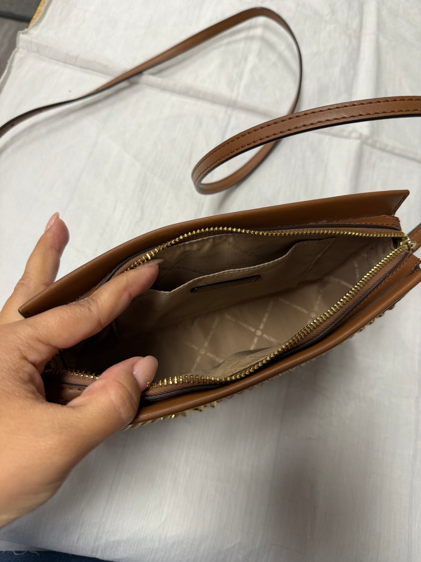 Crossbody Designer By Michael Kors In Brown, Size:Medium