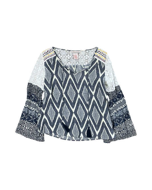Top Ls By Flying Tomato In Blue & Cream, Size:S