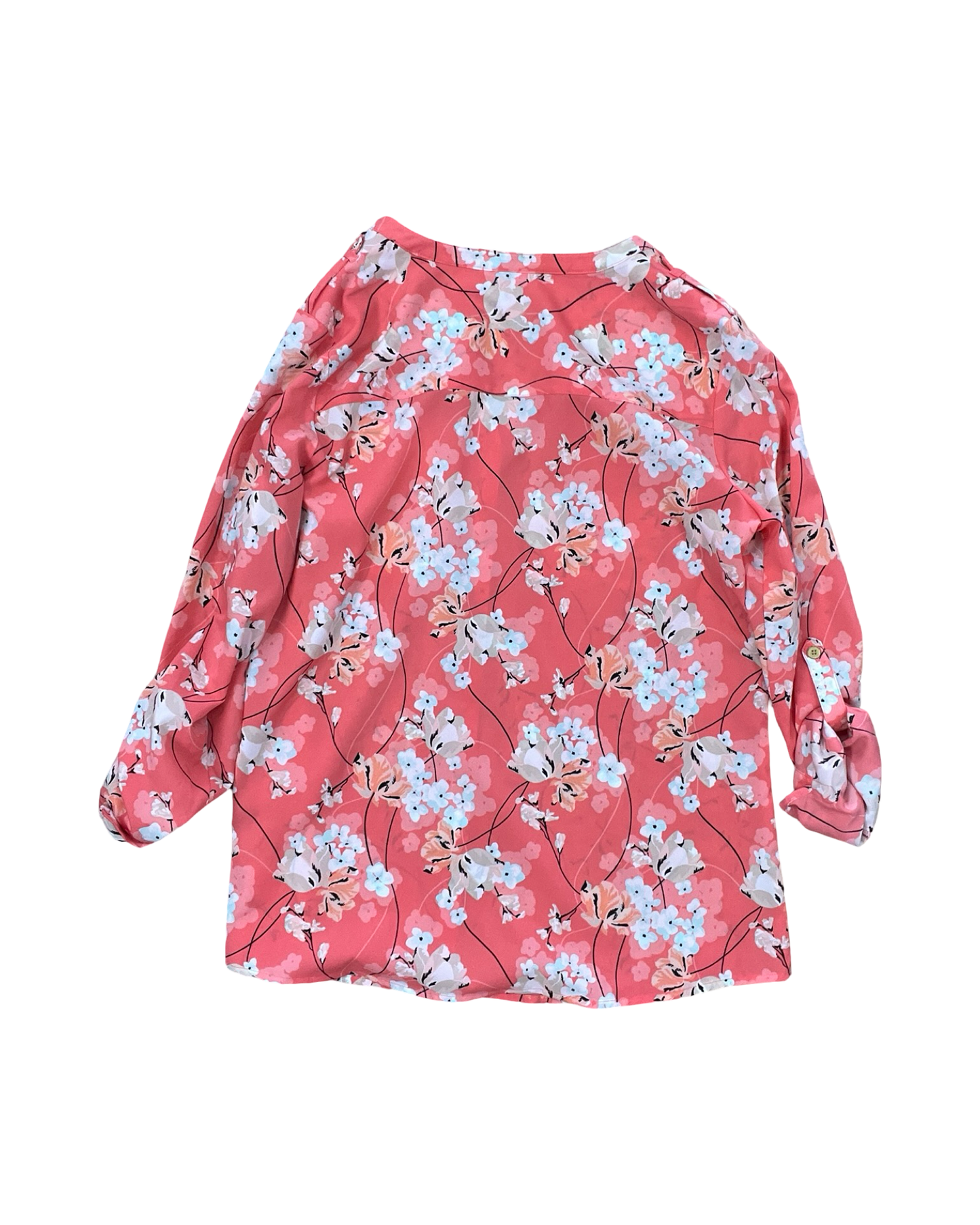 Blouse Ls By Croft And Barrow In Orange & White, Size:M