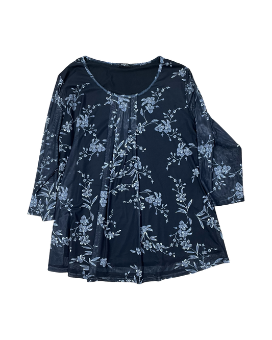Top 3/4 Sleeve By Clothes Mentor In Black, Size:1X