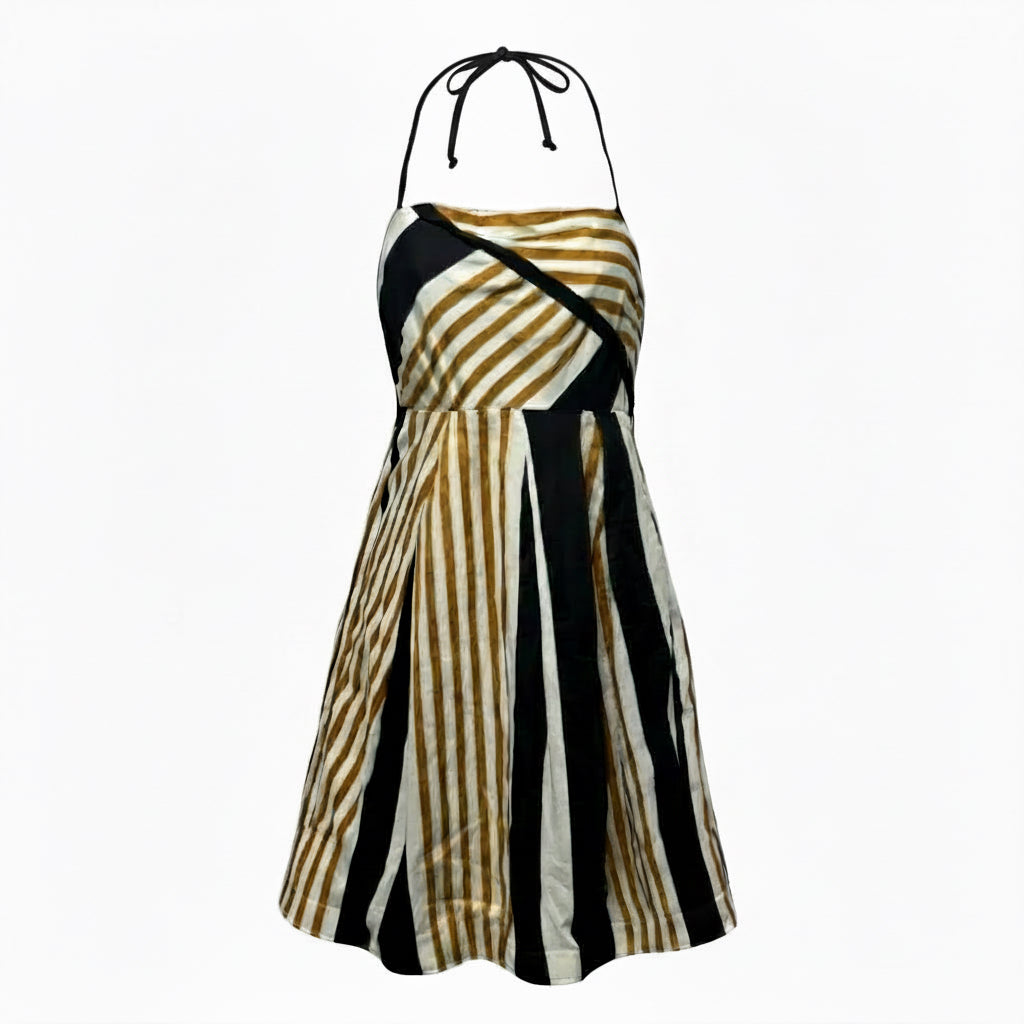 Edges & Angles Striped Halter Dress By Moulinette Soeurs X Anthropologie In Striped Pattern, Size: 2