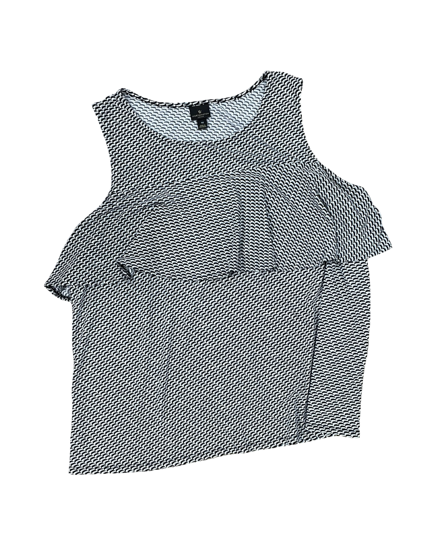 Top Sleeveless By Worthington In Black & White, Size:1X