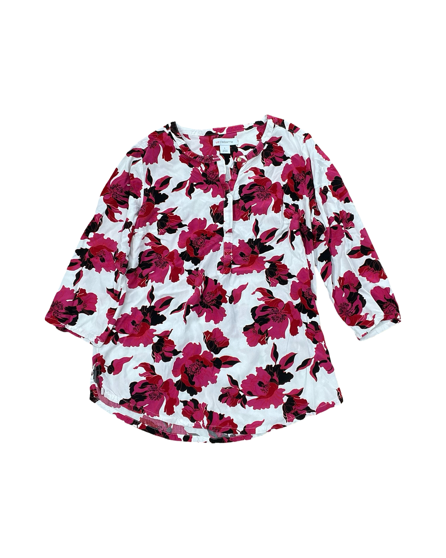 Top Ls By Liz Claiborne In Pink & White, Size:L