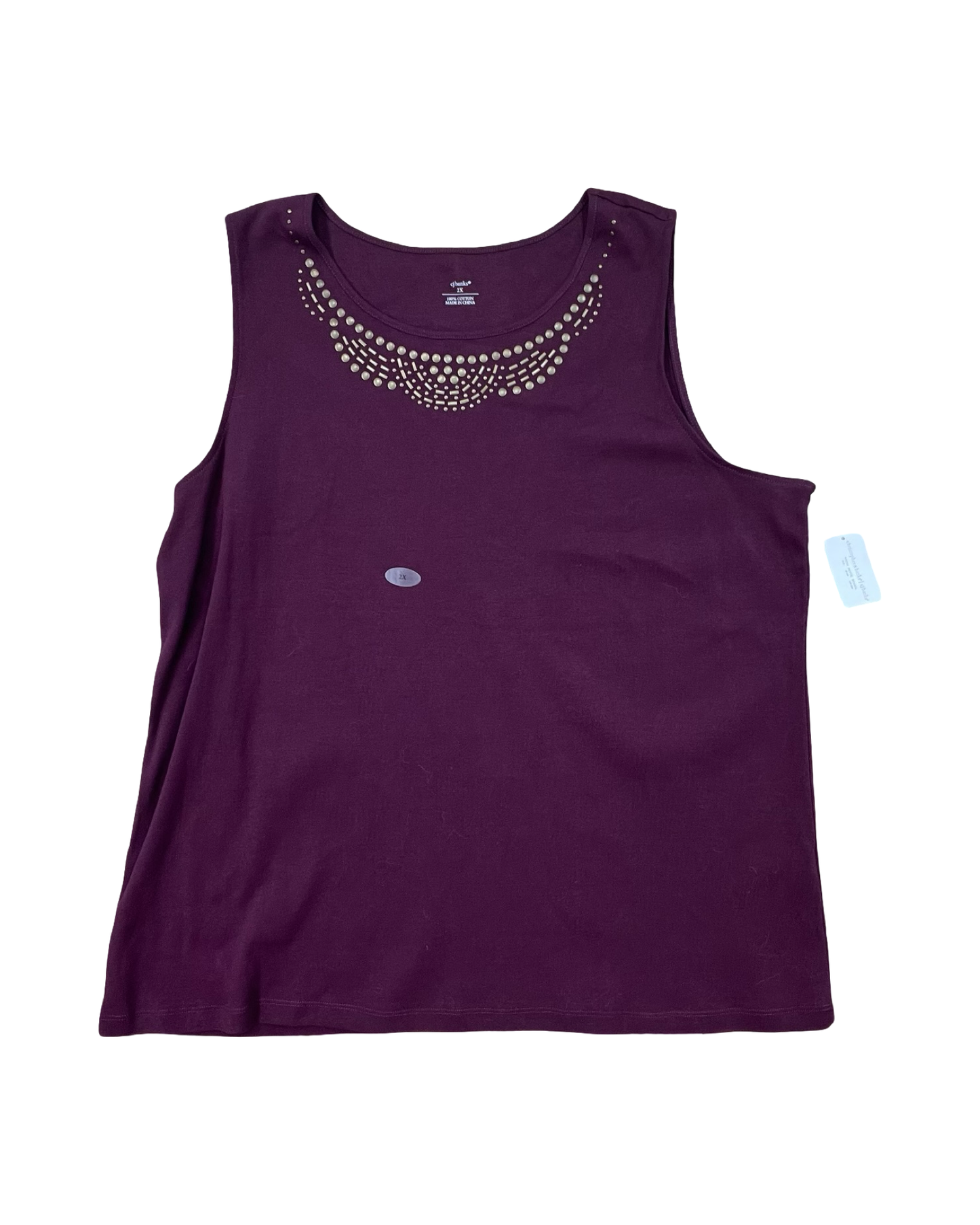 Top Sleeveless By Cj Banks In Purple, Size:2X