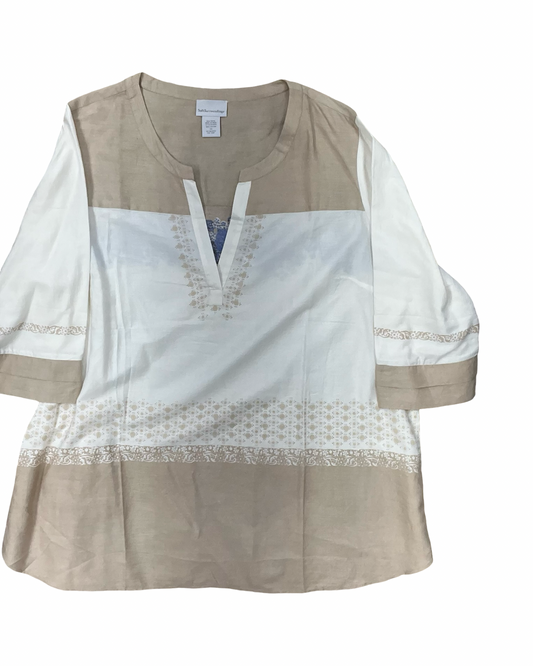 Top Ss By Soft Surroundings In Tan & White, Size:3X