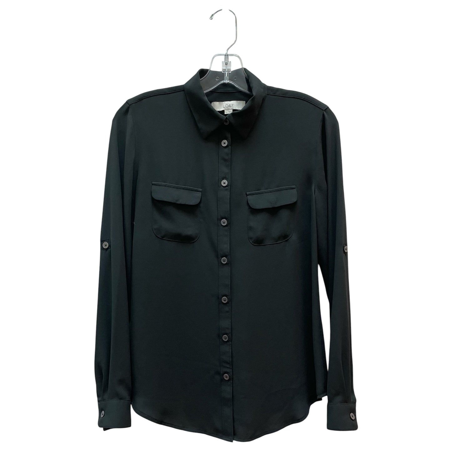Blouse Ls By Loft In Black, Size:Xs