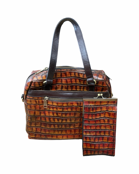 Handbag Leather By Clothes Mentor In Tan, Size:Medium