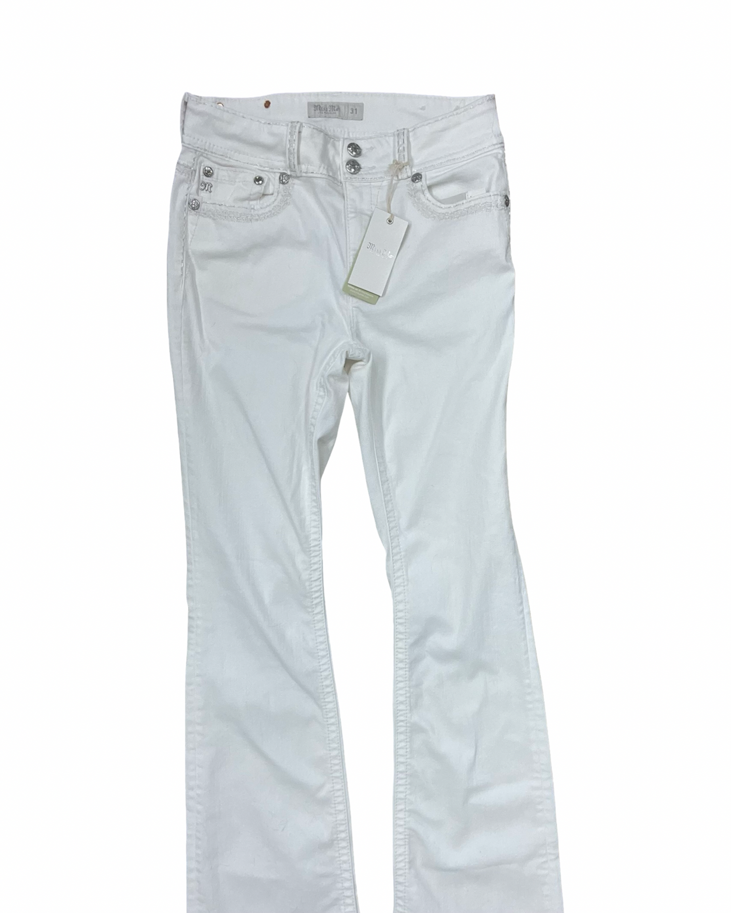Jeans Boot Cut By Miss Me In White Denim, Size:12