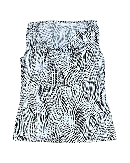 Top Sleeveless By Liz Claiborne In Black & White, Size:Mp